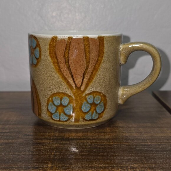 Set Of 4 Vintage MCM 1970s Ceramic Flower Print Coffee Cups/Mugs - READ - Picture 6 of 12